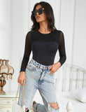 Black Double Layer Long Sleeve Bodysuit