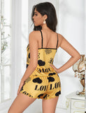 Leopard Print Suspender Home Wear Pajama Set