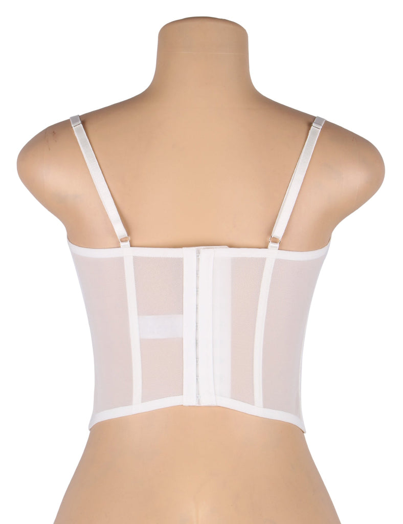 White 9 Bones Sexy Lace Suspender Corset Egypt Bra Top