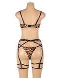 Sexy Leopard Print Bondage Bra Egypt Set
