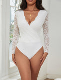 Farawlaya  Brushed Lace Long Sleeve Bodysuit