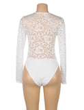 Farawlaya  Brushed Lace Long Sleeve Bodysuit