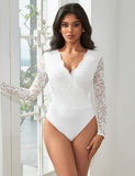 Farawlaya  Brushed Lace Long Sleeve Bodysuit