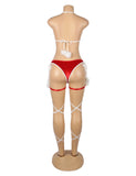 Sexy Red Christmas Plush Bra Set