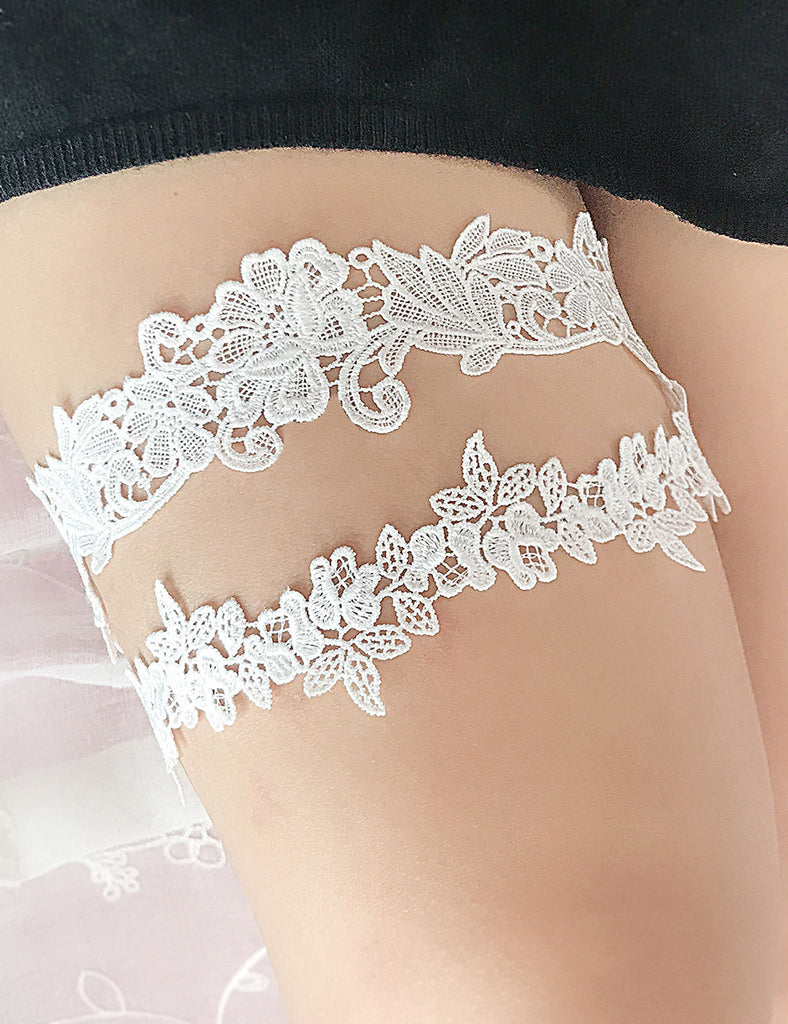 Blue Sexy Floral Lace Bow Leg Ring