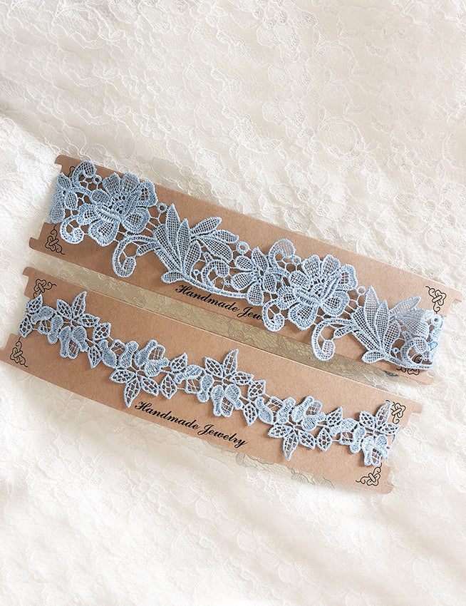 Blue Sexy Floral Lace Bow Leg Ring