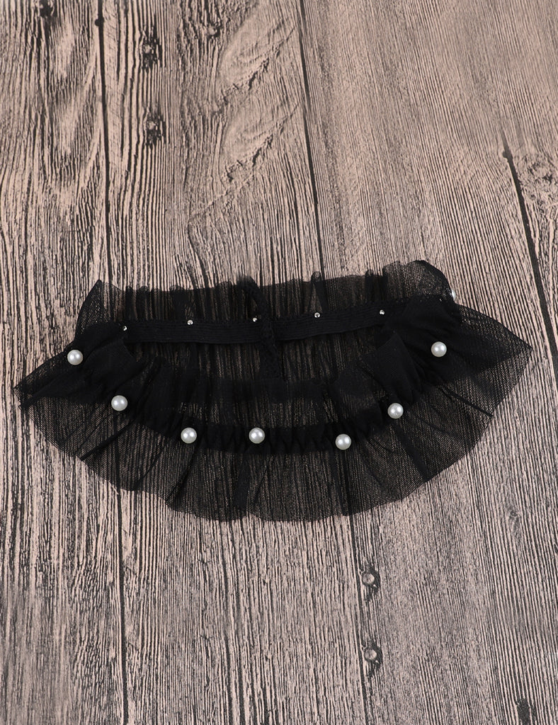 Black Mesh Leg Rings With Imitation Pearls
