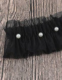Black Mesh Leg Rings With Imitation Pearls