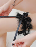 Black Eyelash Lace Bow Leg Rings
