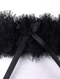 Black Eyelash Lace Bow Leg Rings