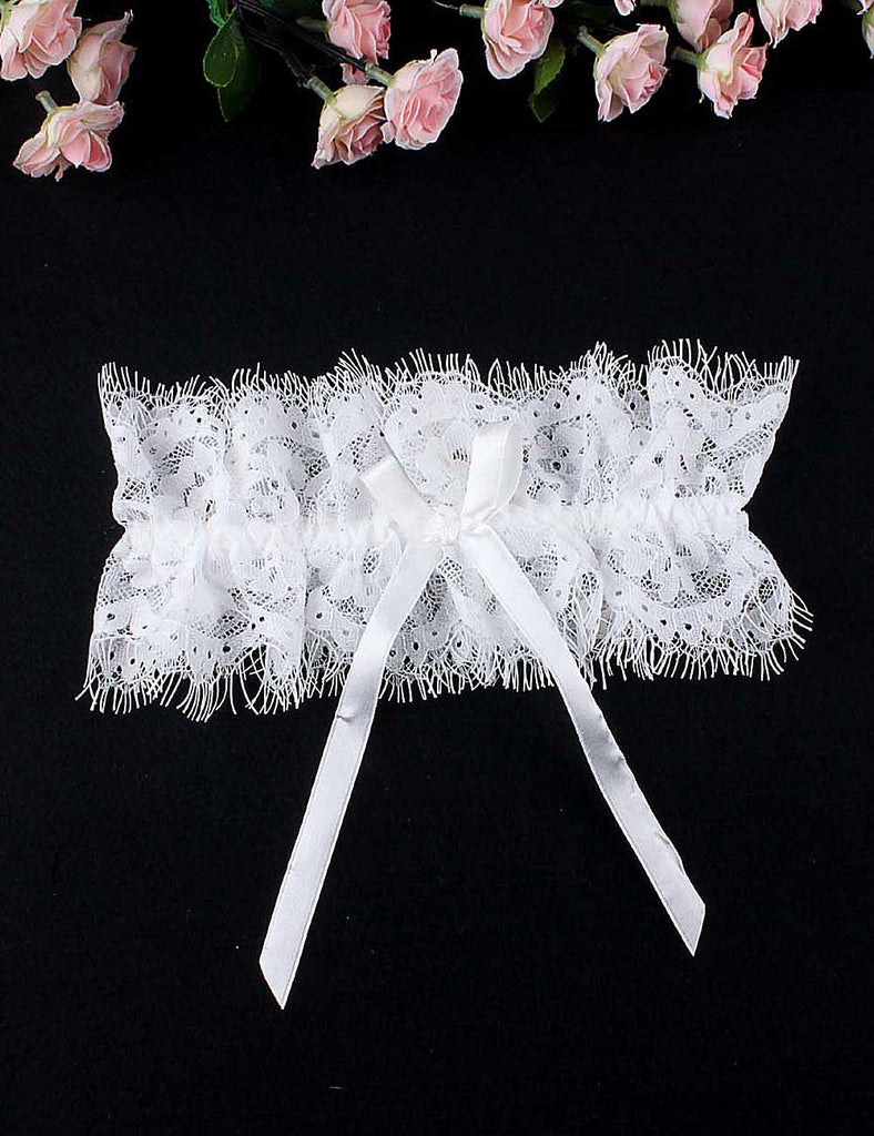 Black Eyelash Lace Bow Leg Rings