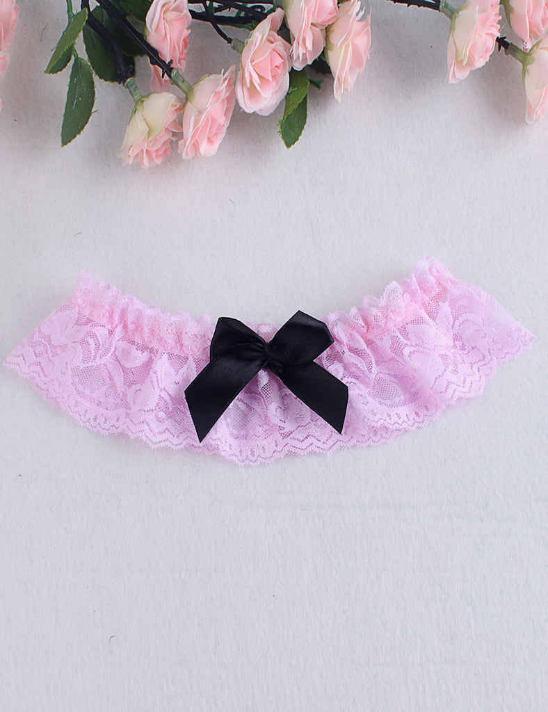 A Pair Of Sexy Black Lace Bow Leg Rings