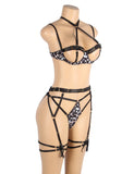Sexy Leopard Print strappy Bra Set