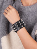 Black PU Punk Gothic Rivet Bracelet