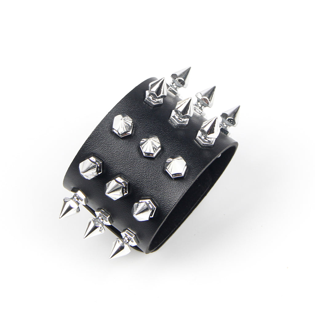 Black PU Punk Gothic Rivet Bracelet