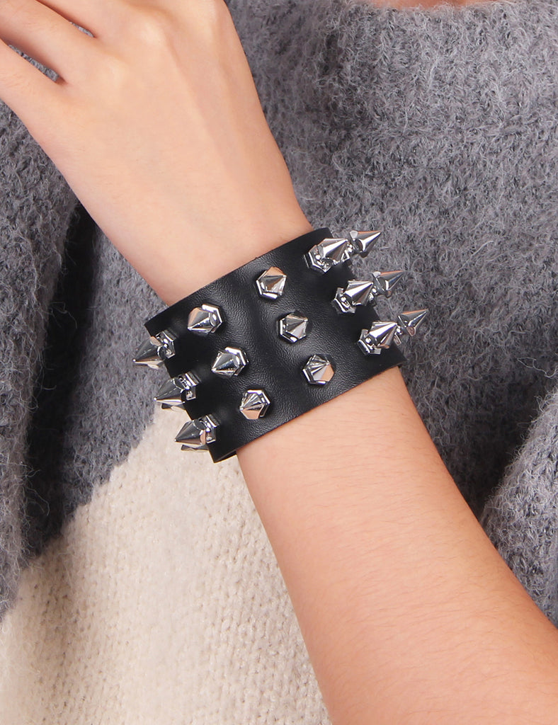 Black PU Punk Gothic Rivet Bracelet