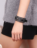 Black PU Punk Gothic Rivet Bracelet