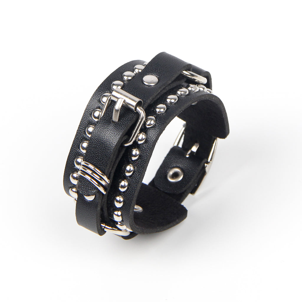Black PU Punk Gothic Rivet Bracelet