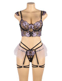 Purple Sexy Embroidered Bra Set