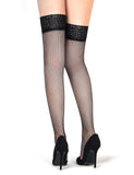 White & Black & Red  Fishnets Thigh High Stockings Silicone Lace Top Stay Up Sheer Hosiery