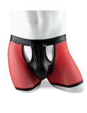 Sexy Mesh Openable Crotch Imitation Leather Men's Boxer Underwear