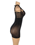 Black Sexy Egypt Sparkle Glitter Rhinestone Fishnet Hollow Bodystocking