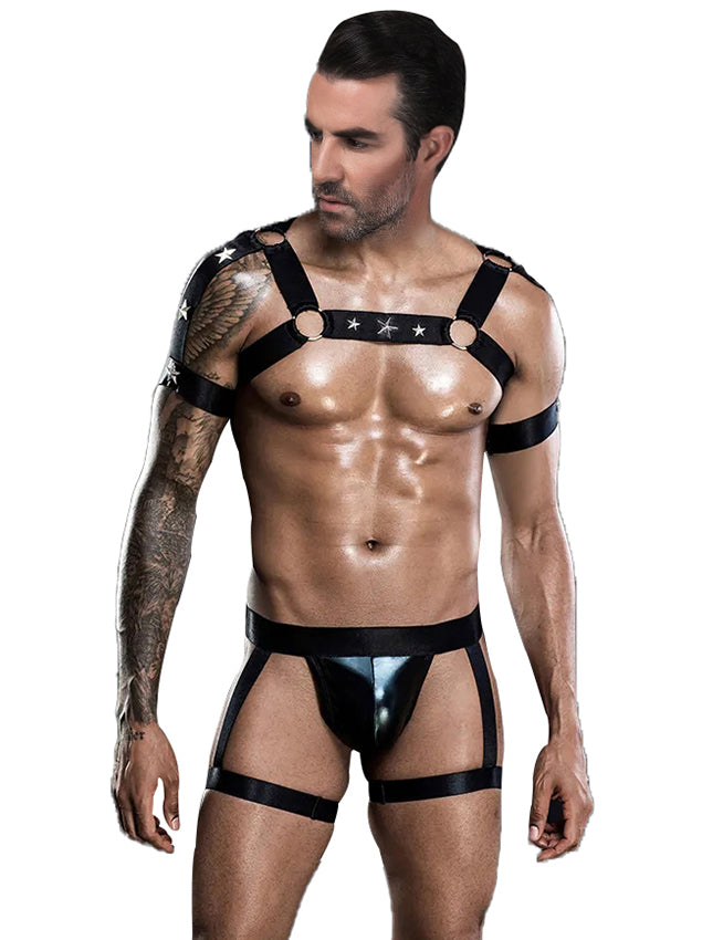 Black Men Sexy Bondage Lingerie Set