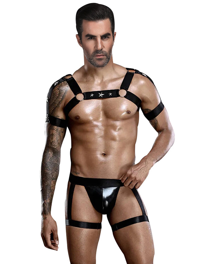 Black Men Sexy Bondage Lingerie Set