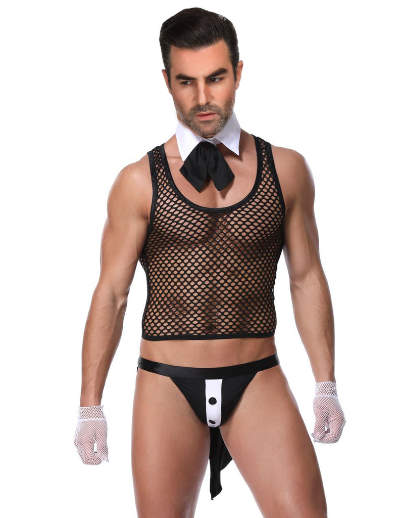 Black Men Sexy See Through Valet Underwear Set