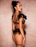 Feather Lace Chain Sexy Egypt Lingerie Bra Set