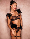 Feather Lace Chain Sexy Egypt Lingerie Bra Set
