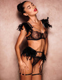 Feather Lace Chain Sexy Egypt Lingerie Bra Set