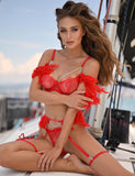Feather Lace Chain Sexy Egypt Lingerie Bra Set