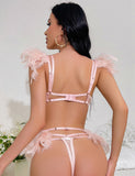 Feather Lace Chain Sexy Bra Egypt Set