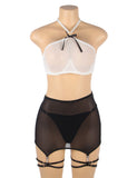 Black Halterneck Sexy Mesh See Through Erotic Bra Egypt Set