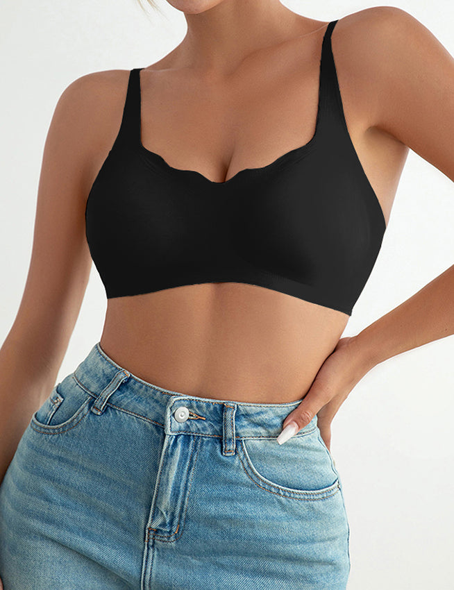 Wavy Edge Removable Pads Ice Silk Women Seamless Bra