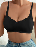 Wavy Edge Removable Pads Ice Silk Women Seamless Bra