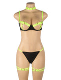 Sexy Hollow Cut Strappy Two-Color Splicing Bra Egypt Set