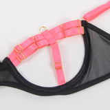 Sexy Hollow Cut Strappy Two-Color Splicing Bra Egypt Set