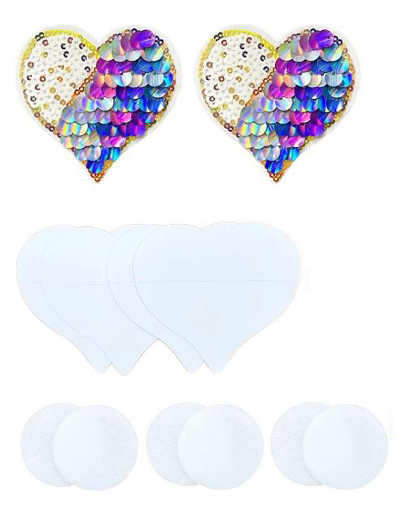 Sexy Sequined Heart Shape Nipple Pasties With Two Pairs Of Replaceable Pasties