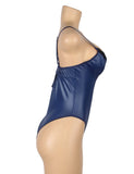 Blue Sexy Egypt Faux Leather Bodysuit