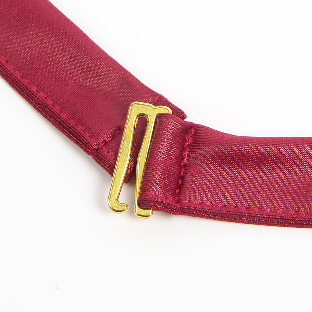 Burgundy Removable Chains Faux Leather Lace Sexy Lingerie