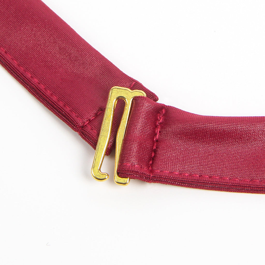 Burgundy Removable Chains Faux Leather Lace Sexy Egypt Lingerie