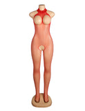 Red Mesh Bustless One-piece Stockings
