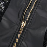 Black Mesh PU Leather Deep V-Neck Halter Sexy Egypt Lingerie