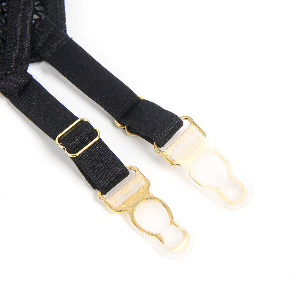 Black Mesh PU Leather Deep V-Neck Halter Sexy Egypt Lingerie