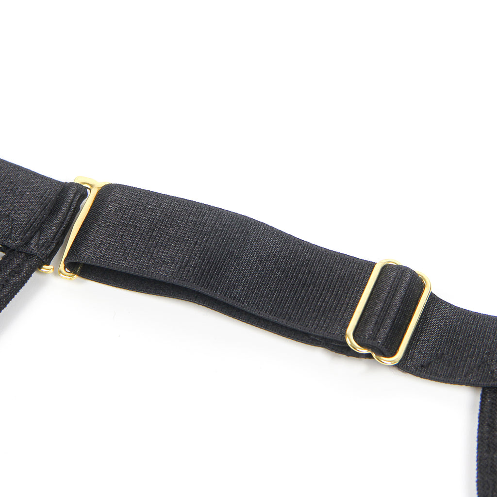 Black Mesh PU Leather Deep V-Neck Halter Sexy Egypt Lingerie