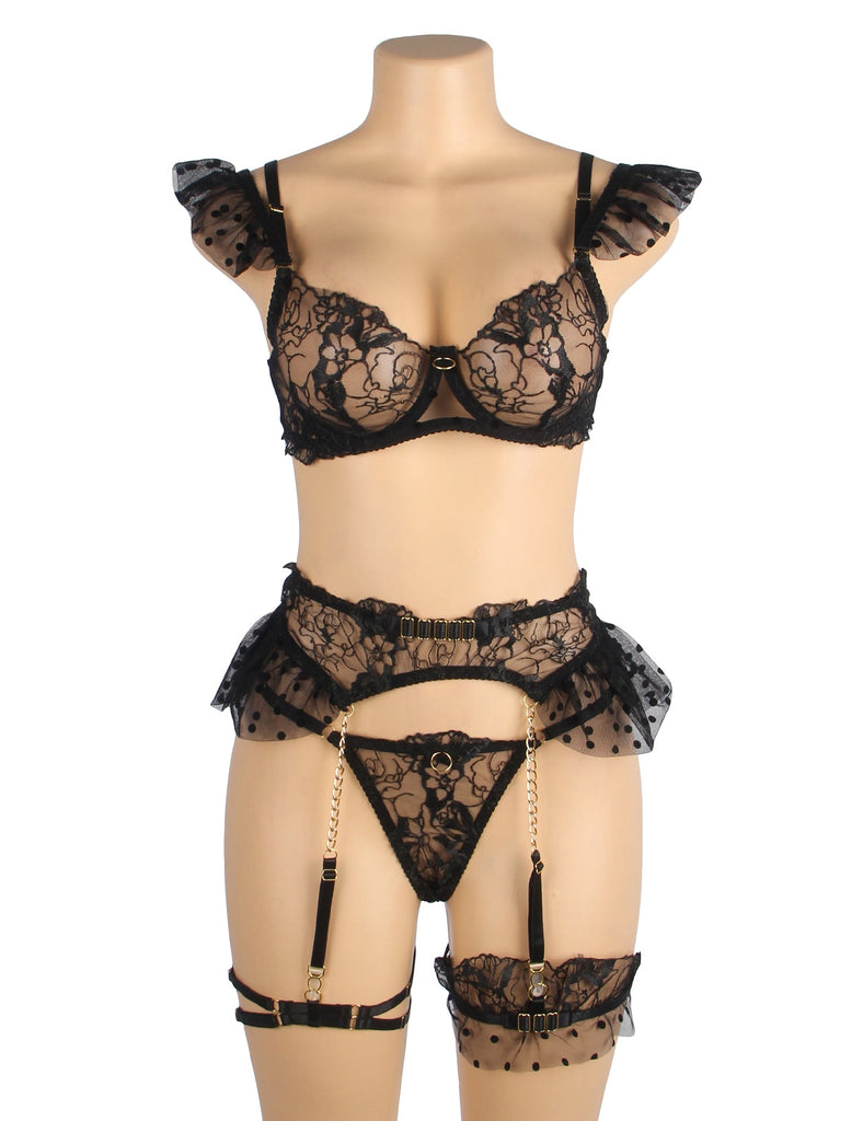 Sexy Lace Garter Bra Panty Egypt Set