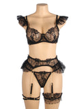Sexy Lace Garter Bra Panty Egypt Set