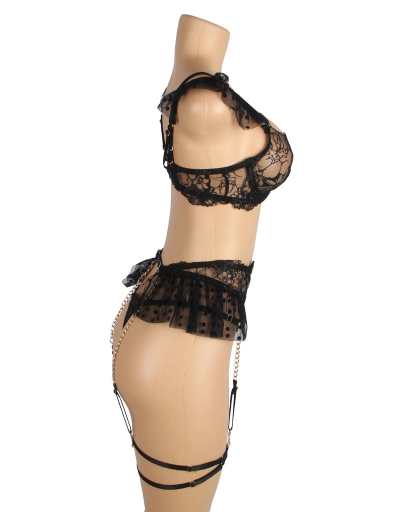 Sexy Lace Garter Bra Panty Egypt Set